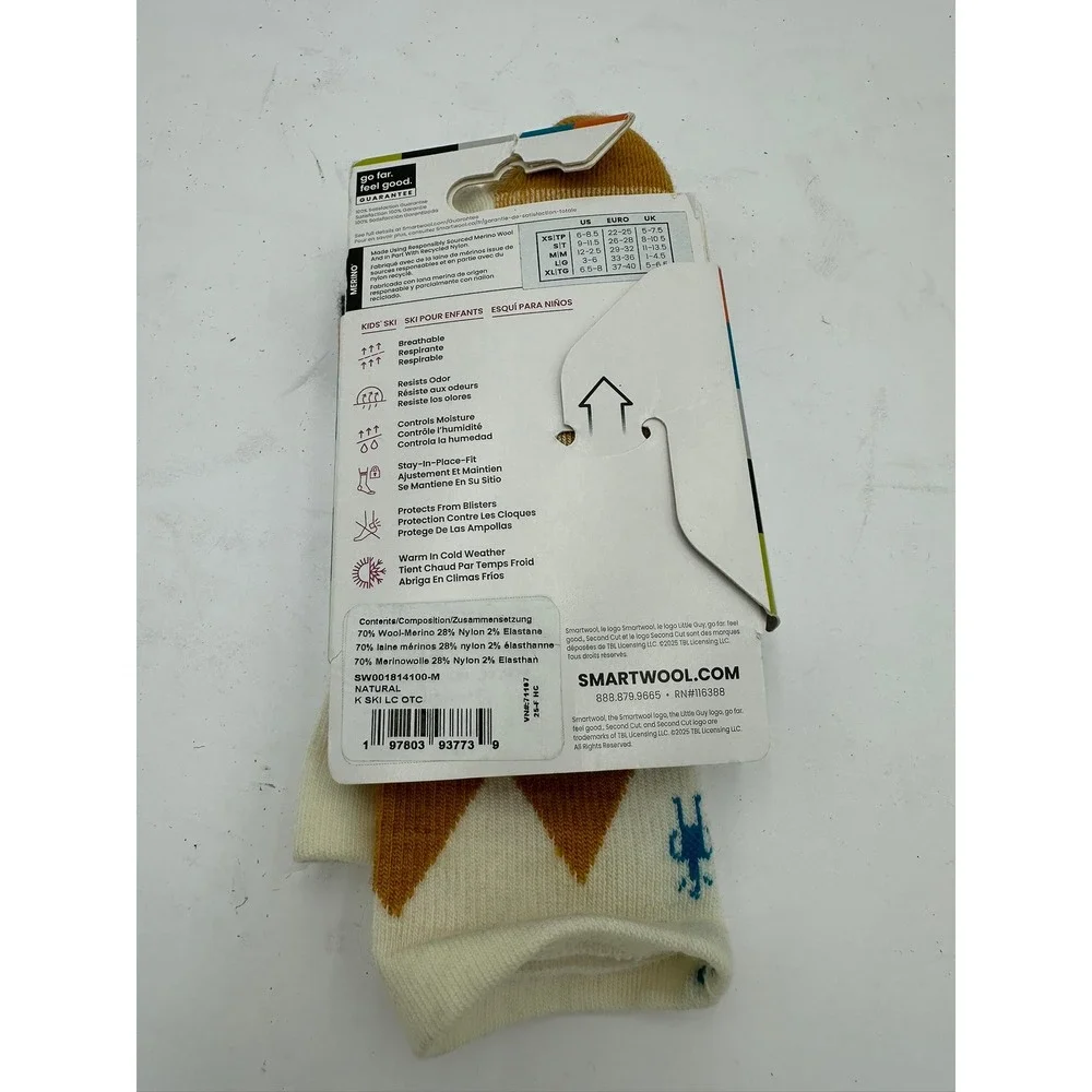 Smartwool Kids Ski Light Cushion OTC Merino Wool Socks Natural Large SW001814100